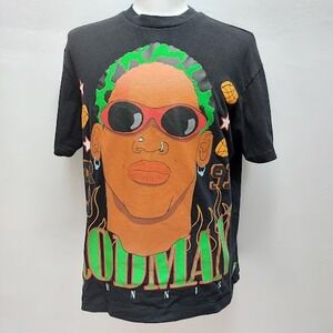 Bershka Dennis Rodman Graphic T-Shirt Men's Small Black NBA Streetwear 90's